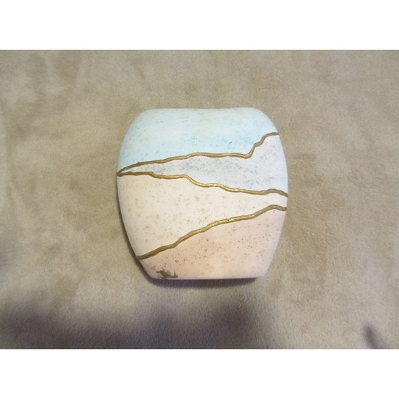 Handcrafted Southwestern Pottery Vase With Cactus Design In Pastel & Earthy Tone - Picture 2 of 3